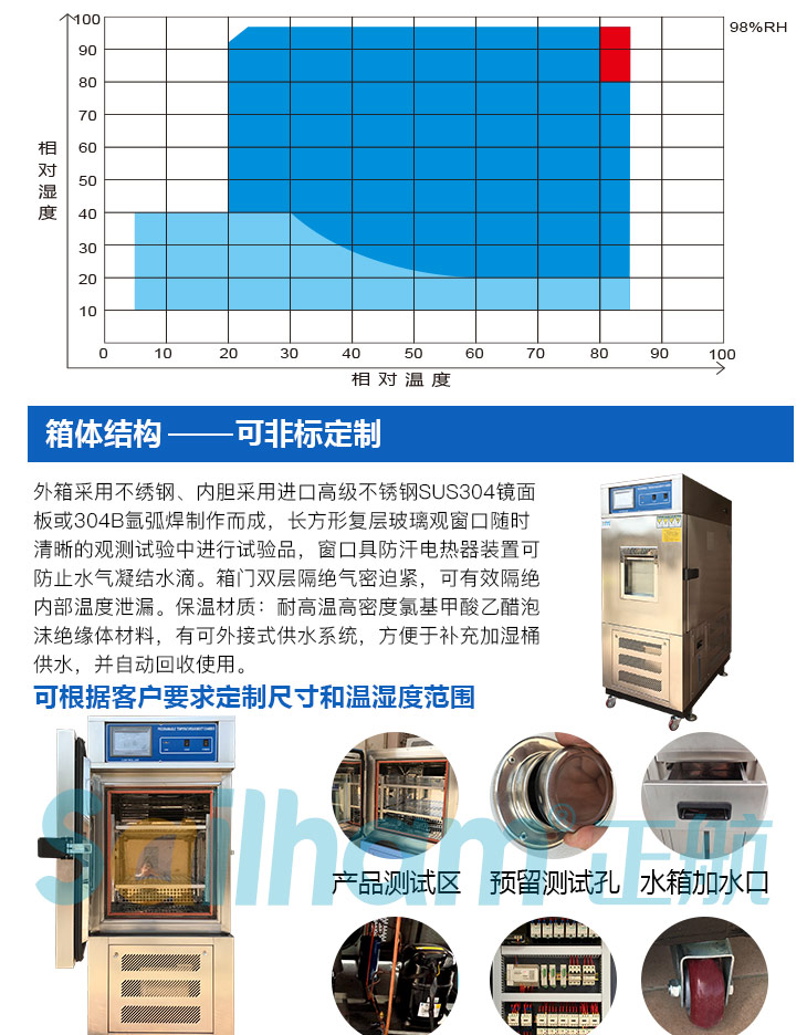東莞正航不銹鋼立式恒溫恒濕箱溫濕度范圍